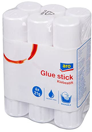 aro Lot de 6 bâtons de colle GL 02 Blanc 21 g