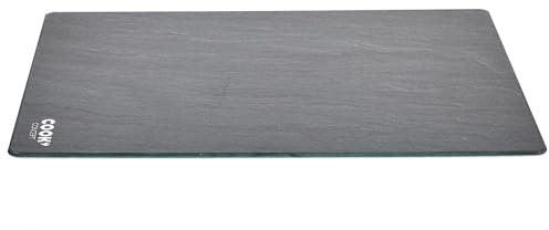 COOK CONCEPT KD3349 - Tabla de Cortar Rectangular (Cristal Templado, Efecto Pizarra), Color Negro y Gris