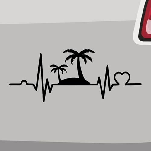 Herzschlag Insel Aufkleber 6 Größen 21 Farben Sommer Urlaub Karibik Sonne Palme