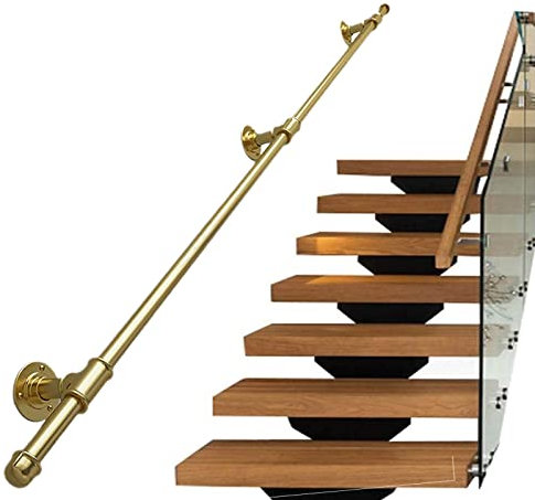 Corrimano d'oro per scale all'interno all'esterno Ringhiera a barra di sostegno, corrimano a parete Ringhiere in ferro battuto Ringhiera per scale del corridoio del bagno industriale ( Size : 270cm )