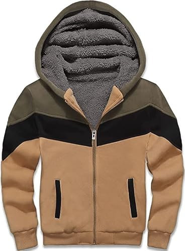 JACKETOWN Felpe Ragazzi Cappuccio per Bambini Imbottita e Ispessita con Cappuccio con Zip Sweatshirt Pullover Hoodie Vestiti Giacca Sportiva in Pile per Bambini Maniche Lunghe(0059 Cachi XL)