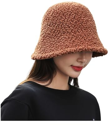 Fischerhut Winter Damen Eimer Hut Anti Kälte Wintermütze Warmer Damenmütze Vintage Elegant Wollemütze Weich Winterhut Faltbar Fischermütze für Outdoor Sport Freizeit Urlaub