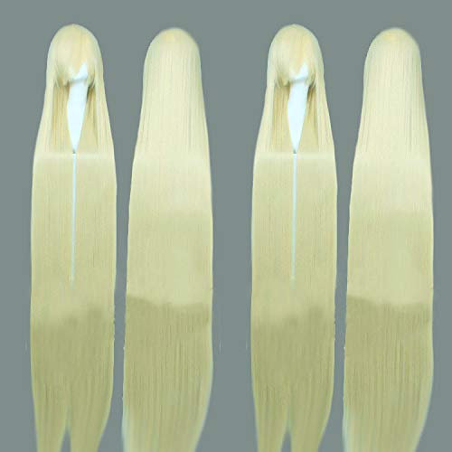 Perücke für 150 cm langes, glattes Haar, dick, 703 g, Universal-Kostüm-Stil, Schwarz und Wei?, Silber, Rot, Gelb, Stilfarbe: ZF150-7 (Beige 700 g)