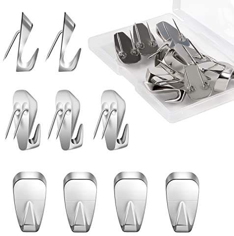 SAVITA 20pcs Cubicle Hooks for Fabric Walls, Decorative Push Pin Hooks Metal Picture Hanger Nails with Plastic Case for Wooden Boards Walls Hanging Clock Key Chain Photo Frame (Silver)