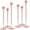 Set of 6 Rose Gold Candlestick Holder, Vintage Metal Tall Candle Stand in 3 Size Combination, 3/4 Inch Thick Candle, Dinner Candle Stands for Valentine Christmas Wedding Anniversary Living Party