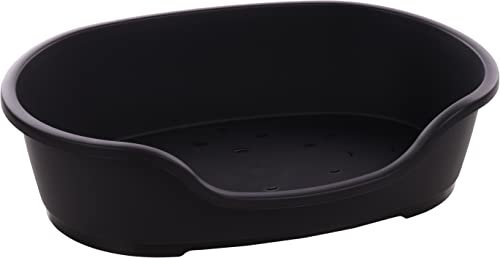 Flamingo Hundebett Tuck – Oval Schwarz | Größe XL (92 × 61 × 26 cm) | Praktisch, Stilvoll & Leicht zu Reinigen!