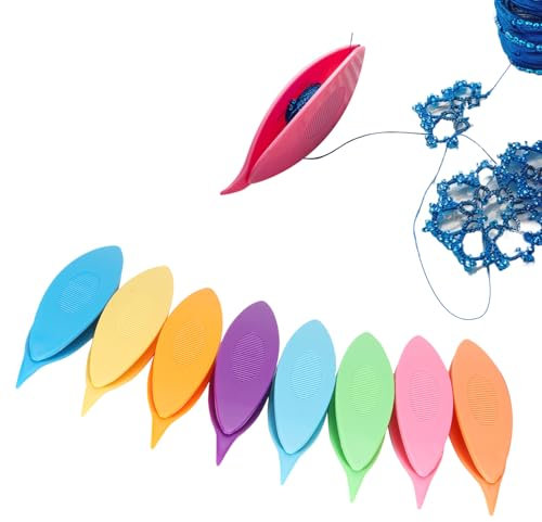 Tissting 9 Stück Occhi Schiffchen Kit, Bunte Kunststoff Tatting Shuttle Stricknadeln Häkel Maschenstopper Occhischiffchen für DIY Hand Spitze Herstellung Handstricken