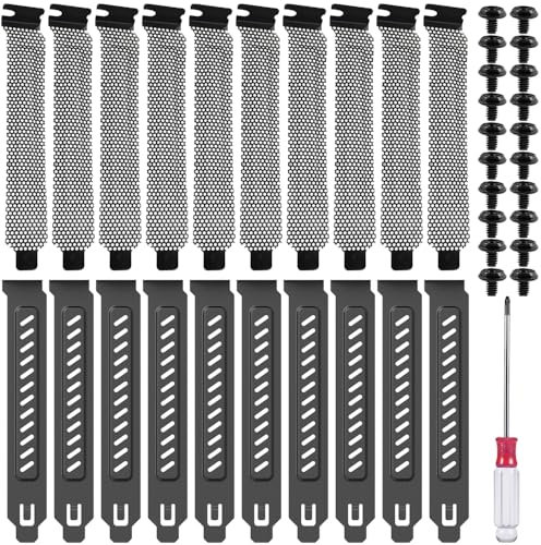 Xiatiaosann PCI Slot Covers, Hard Steel PCI Slot Cover Dust Filter Bracket Computer Case Expansion Blank Plate for PC Case Airflow and Dustproof, With Screwdriver, Screws (20 Pack)