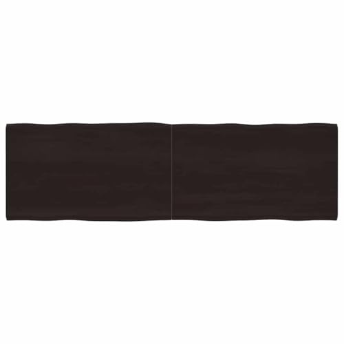 vidaXL Tischplatte, Holzplatte für Tisch Esstisch Couchtisch, Massivholzplatte Handgefertigt mit Baumkante, Ersatztischplatte Scharnierdesign, Dunkelbraun 200x60x(2-6) cm Massivholz Behandelt