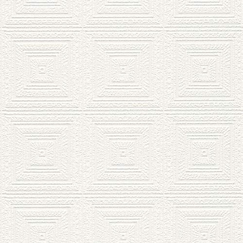 BRICOFLOR Papier peint élégant blanc crème effet lambris Tapisserie blanche crème 3D idéale salon Papier peint papier uni chambre