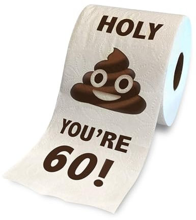 Prank Toilet Paper - Funny Birthday Rolls, 30-90 Lustige Toilettenpapier, Happy Prank Toilettenpapier, Neuheit Toilettenpapierrolle, Happy Prank Geburtstag Dekoration Geschenke für Herren Damen (60.)