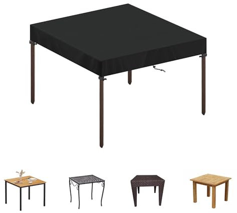 SIMPHAUS Housse de Plateau Table Housse de Table de Jardin Imperméable Bache Table de Jardin Carree Bache de Protection Exterieur Salon de Jardin Housse Brasero 80x80x15cm Tissu Oxford 420D Anti-UV