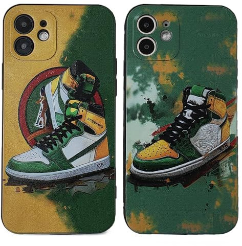 UIOREJXCAS Compatible for iPhone 12 case Shockproof Protective iPhone 12 Phone Case Basketball Sneaker Design Slim Soft Silicone Protection Phone Cover 2 Piece Set 6.1 inch