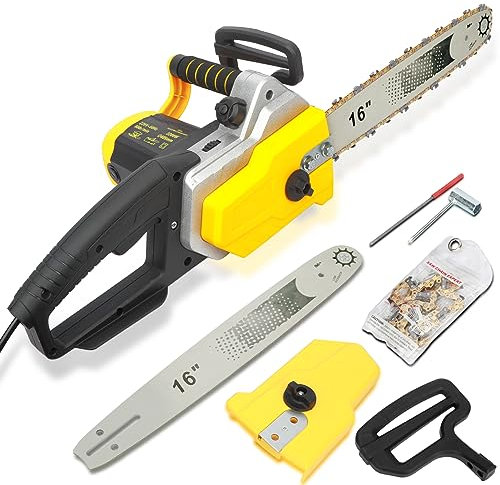 Motosierra Eléctrica,Cadena de Motosierra Ligera y Silenciosa,40.5cm Barra y Cadena Oregon, 15m/s Velocidad de Cadena,Lubricación Automática Utilizado en Herramientas Diarias Para el Procesamiento