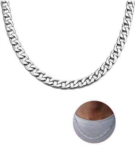 Halskette Herren Silber,Männer Kette Elegante,Kette Herren Silber Edelstahl Robuste,Silberkette Herren klassische,Silver Necklace Men Hip-Hop,Silberkette für Männer und Frauen(60 cm | 4 mm)