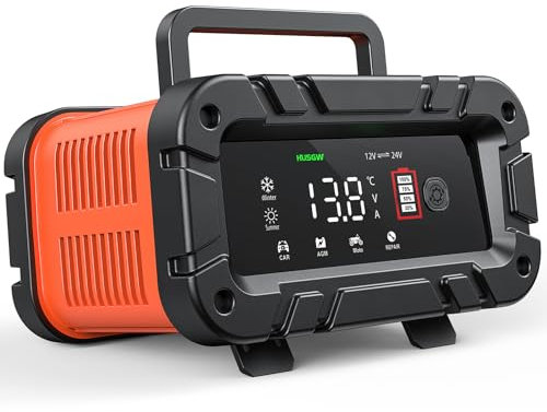 Chargeur de Batterie Voiture,Chargeur de Batterie pour Auto Portable avec LCD,Chargeur Batterie voituresavec Plusieurs Fonctions de Protection Convient aux Voitures, Bateaux, AGM (10A)