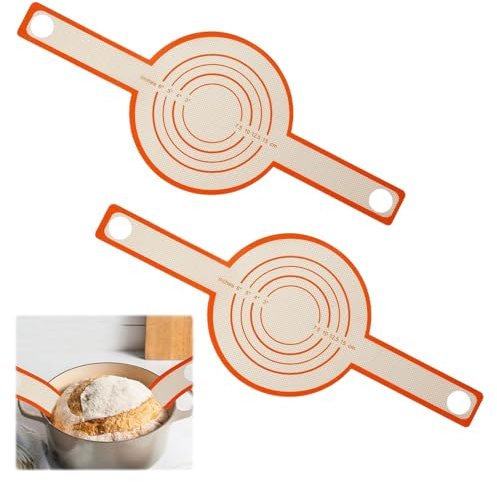 Bread Sling,2 Pcs Silicone Baking Mats for Dutch Oven,Baking Mat with Long Handles,Round Bread Baking Liners,Reusable Dutch Oven Liner with Long Handles,Non-Stick Baking Mat Accessories for Bakeware