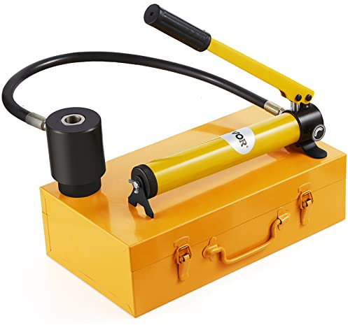 VEVOR Hydraulic Knockout Punch Kit, 15 Ton 1/2 to 4 Conduit Hole Cutter Set, KO Tool Kits with Puncher 10 Piece, Metal Sheet Driver Tools, For Aluminum, Brass, Stainless Steel, Fiberglass and Plasti