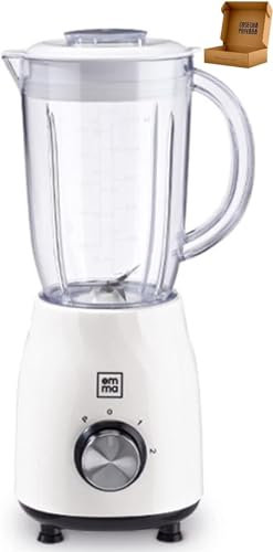 Batidora Vaso EMMA - Envío 24h - Turbo de Alta Potencia,Bajo Consumo, Alto Rendimiento - Hogar y Hostelería - Fácil Limpieza (Blanca)