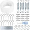 hannger Tendeurs de câbles, 3MM X 30M PVC blanc, Kit de câble en acier multi-usage pour vigne/corde à linge, extérieur pour poteau en T/corde à linge, suspension légère/câble de jardinage