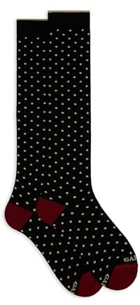 Calze lunghe uomo nero fantasia pois