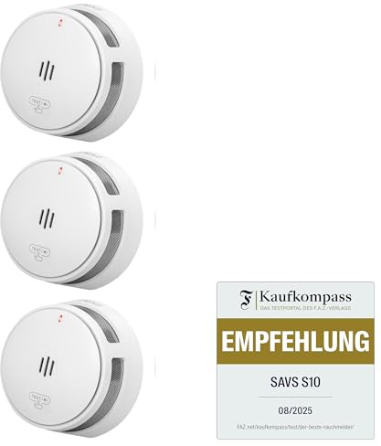 SAVS S10 Stand-Alone-Rauchwarnmelder - Integrierte Rauchmelder 10 Jahre Batterie - Optischer Doppelsensor - Fernbediente Mute-Funktion - Schlankes & Modernes Design - Einfache Installation – Weiß (3)