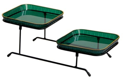 Alipis 1 Set Tortiera a Doppio Esposizione Di Dolci Tortiera Decorativa Piatto Da Portata Decorativo Vassoio Da Portata Per Torte Piatto Da Portata Per Snack Piatti Green Plastica