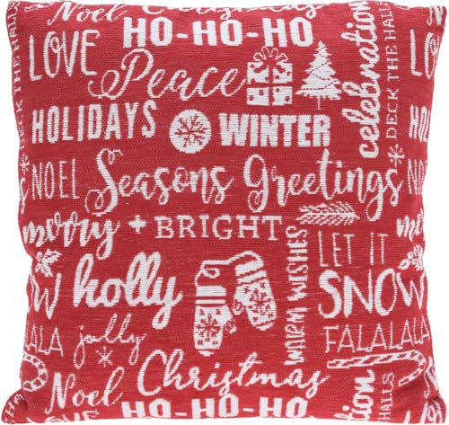 ZauberDeko Kissen Sofakissen Weihnachten Dekokissen Hirsch Schneeflocke Grün Rot Weiß Deko, Farbe:Rot