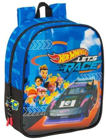 Safta HOT WHEELS LET'S RACE - Mochila Infantil, Mochila Niño, Mochila Escolar, Adaptable a Carro, Ideal para Guardería, Cómoda y Versátil, Calidad y Resistencia, 22x10x27 cm