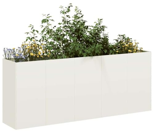 Myheimly Pflanzkübel, Pflanzschale, Garten-Garten-Pflanzkübel, Outdoor-Pflanzgefäß, Hochbeet, Pflanzgefäß Weiß 200x40x80 cm Kaltgewalzter Stahl