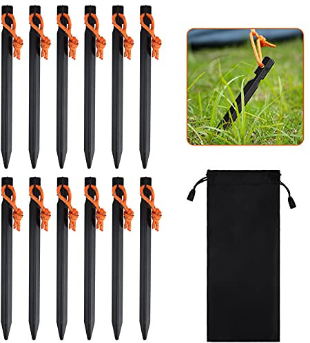 Newofview Camping Heringe,12 Stück Ultralight Heavy Duty Aluminium Legierung Zelt Stakes Pegs Nails Aluminium Zelt-Kleinteile Y-förmige Wirbel für Zeltplane, Camping, Strand