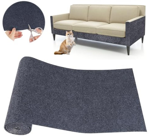 Protezione Divano Graffi Gatto: DIY Tiragraffi per Divano Tappeto Tiragraffi per Gatti Autoadesivo 200x40cm - Ideale per Divani, Mobili e Pareti, Sisal e Moquette (Grigio scuro, 40×200cm)