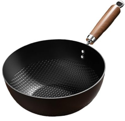 Gralara Iron Wok Pan Stir Fry Pan Flat Bottom Non Stick Sturdy Traditional Small Chinese Wok, 20cm