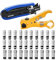 VEVOR Coax Cable Crimper Kit, Coaxial Cable Compression Kit with a Crimping Tool, a Wire Stripper, and 30PCS F-Type RG6 Connector, Compatible with RG6, RG59, RG11 Coax Cable, Lightweight & Portable