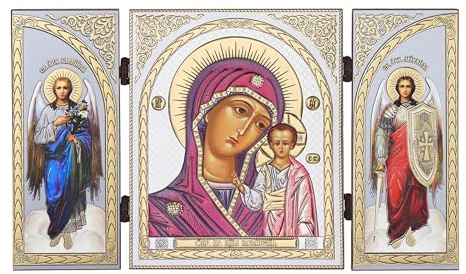 NKlaus Triptychon Gottesmutter von Kazan als christliche Ikone, 1 Stück | Brillante Farben; robuste Kunststoffscharniere; edle Drucktechnik