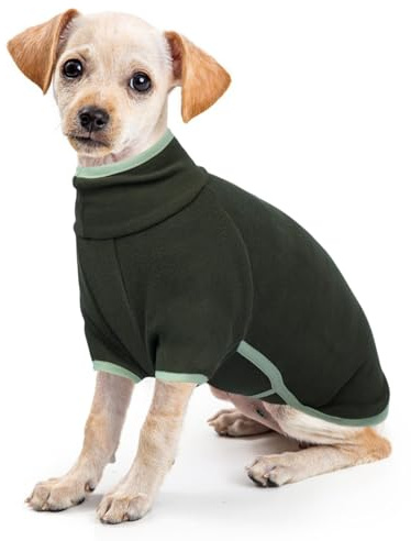 Hundepullover Fleece, Warme Hundejacke Kleine Hunde Hundepullover Winter Hundepulli Winterweste Winteranzug Hundekleidung Winter mit Reflektierende Streifen(Armeegrün, XS)