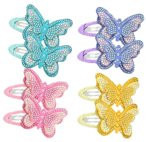 Altaroo 8 Stück Haarklammer Schmetterling, Schmetterling Haarspange 3D mit Strasssteinen, Haarschmuck Glitzer Haarspangen Mädchen, Kinder, Damen, Haarschmuck für Frisuren