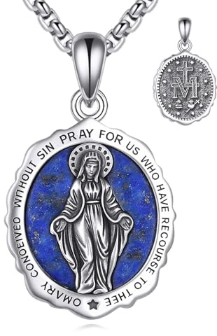 JERWLI Jungfrau Maria/Hekate/Erdmutter/Dreifache Mondgöttin Halskette, 925 Sterling Silber Schutz Erd-Halskette für Frauen, Schmuck.