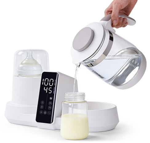 Hoapin Sterilizzatore Biberon 8 in 1, Scaldabiberon Multifunzione con 1.2L Bollitore Elettrico, Sterilizzatore Elettrico Touchscreen Termostato Intelligente con Display LCD