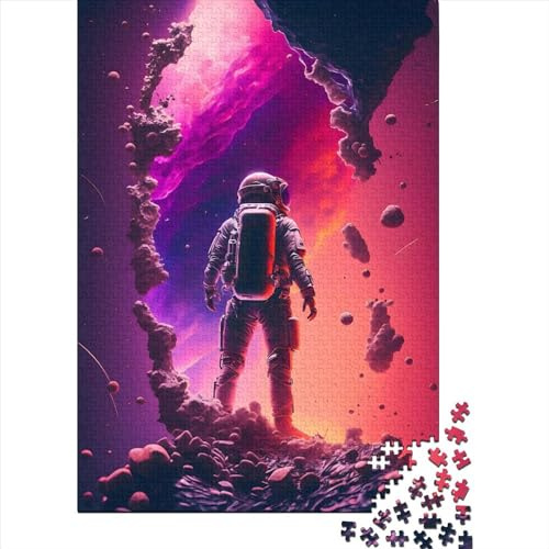 1000-teiliges Puzzlespiel Astronaut Stehender Atom-Holzpuzzle Lernspiel Herausforderungsspielzeug 1000 Teile (75x50cm)