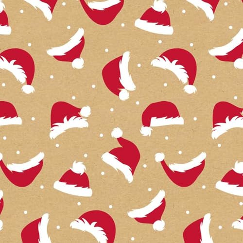 Geschenkpapier Weihnachtsmützen braun 50 cm x 50 m, 1 Rolle(n)
