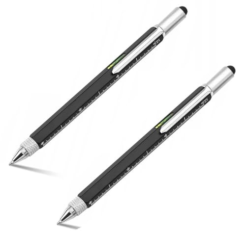 Bolígrafo Táctico Multifuncion 6 en 1, Gadget, Regalos para Hombres, Día del Padre, Cumpleaños, Presentes para Homem, Ideas Originales para Padre (Negro)