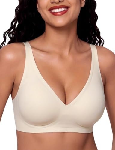 Bresdk Sujetador Talla Grande V Profundo sin Aros Reductor Pecho Caido Nylon 3XL