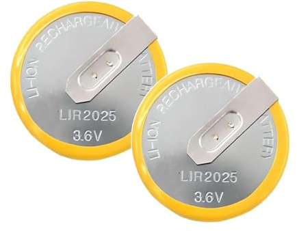 HYMOLKYE LIR2025 Akku 3.6V 2 Stück, 90° Pin, kompatibel mit BMW Schlüssel | LIR2025 Batterie , wiederaufladbar, für BMW-Schlüssel-Batteriewechsel Für E46 E38 E39 E53 E60 E61 E83