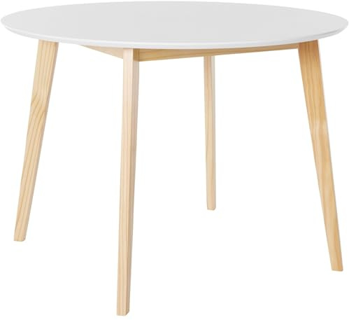 Cody Runder Esstisch Weiß, Ø 105 x 76 cm, moderner Esstisch aus MDF mit runder Tischplatte, Küchentisch für Esszimmer, Küche und kleine Wohnräume