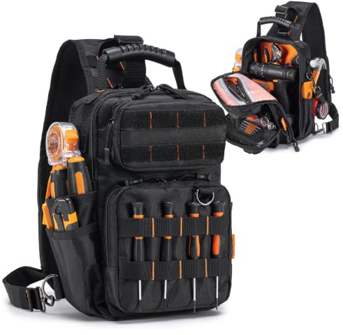 SUCIKORIO Borsa Tracolla Porta Attrezzi da Lavoro Per HVAC, Elettricista | Impermeabile Oxford 1680D Borsello Porta Utensili da Lavoro Piccola Borse Organizer Portautensili Per Carpentiere, Cantiere