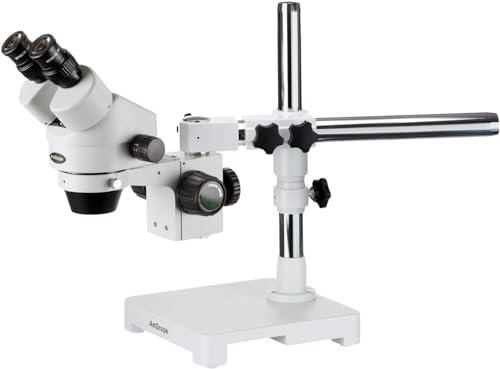 AmScope - Microscopio binoculare con zoom, 7X-45X, braccio a braccio singolo