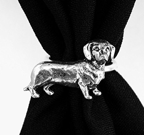 Hoardersworld Schal/Schal / Ring, Motiv: Dackel, englisches Zinn, handgefertigt in Großbritannien (AB)