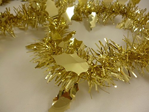Toyland 2 Meter Gold Christmas Lametta mit Holly - Christbaumschmuck