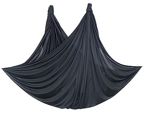 Wellsem Deluxe Yoga Flugschaukel Aerial Hängematte – 5,5 Yards L x 3 Yards B Seidenstoff für Bodybuilding (5 m x 2,8 m) (schwarz)